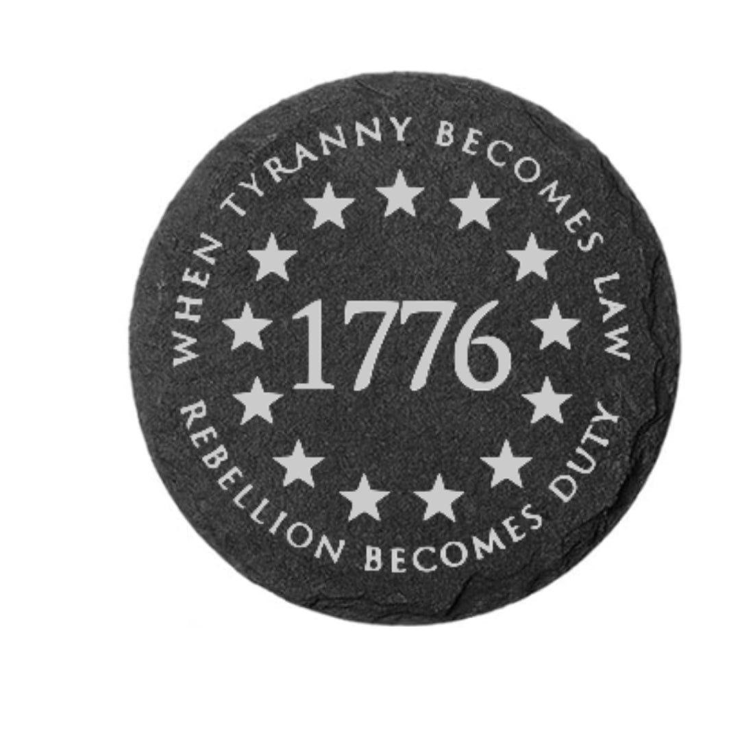 1776_ Stone Black Drink Coasters  4 x 4 Inch **sold in Qtys of 5**