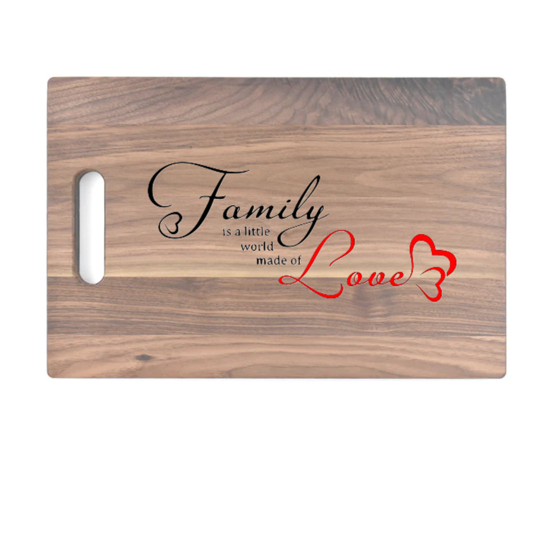 Walnut Cutting Board with Epoxy Filled Family Love