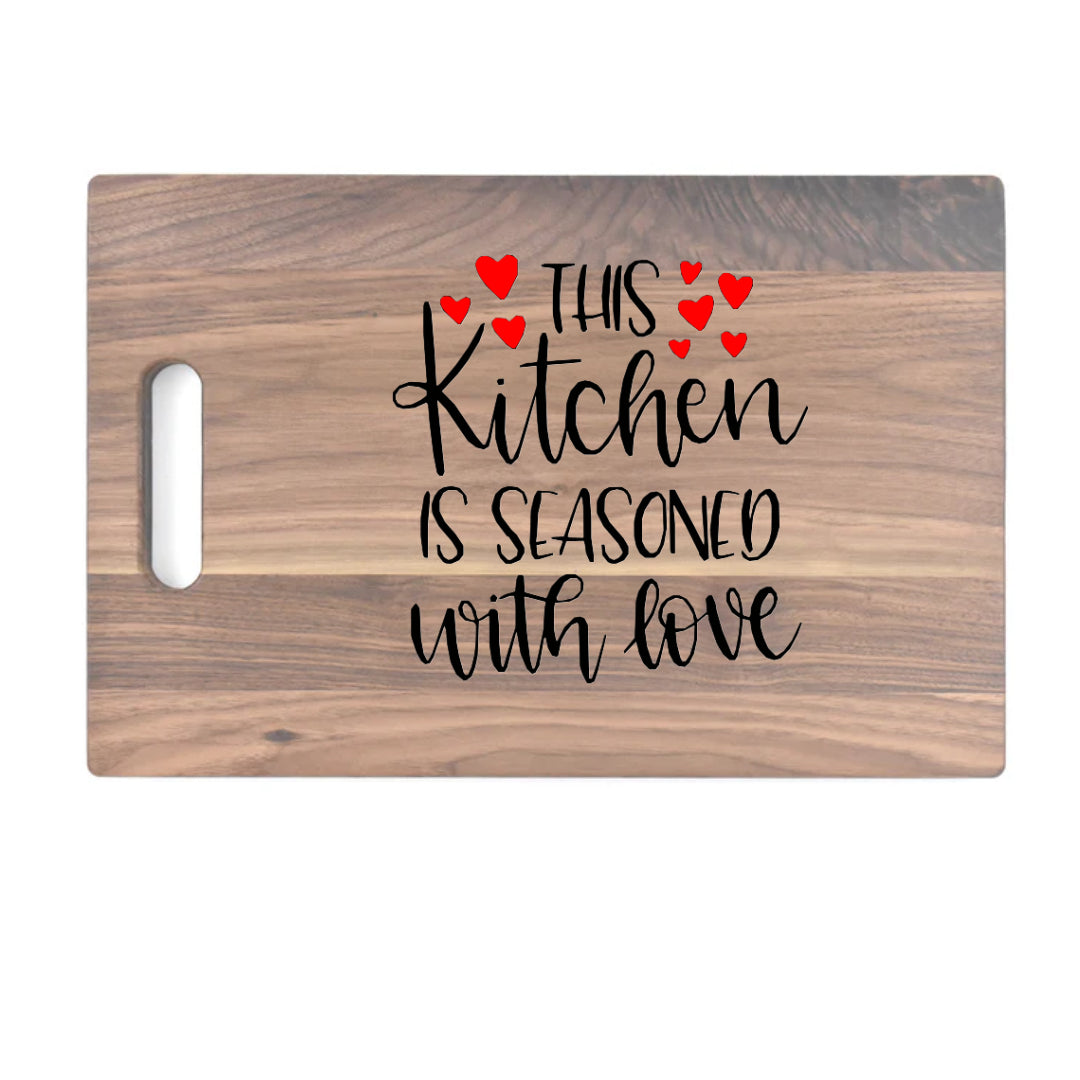 Walnut Cutting Board with Epoxy Filled Seasoned w/Love