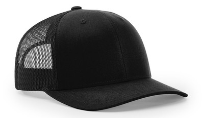 RICHARDSON 112 TRUCKER Snap Back  Solid Black