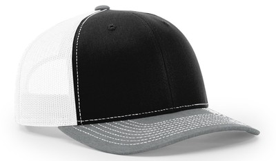 RICHARDSON 112 TRUCKER Snap Back  Tri Black/White/H. Grey