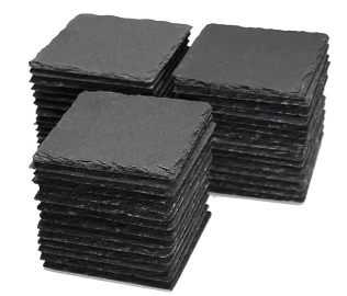 Stone Black Drink Coasters 4 x 4 Inch  **sold in Qtys of 5**